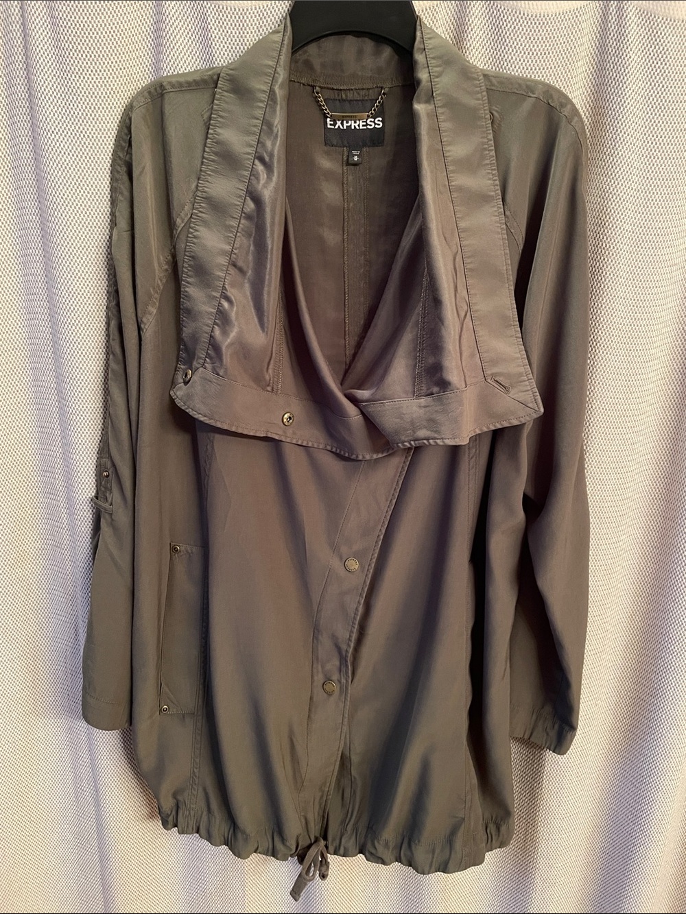 Express Olive Green Draped Utility Jacket